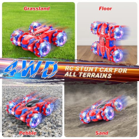 Pwtuuki Spider auto na dálkové ovládání od 4 5 6 7 8 9 let, 2,4 GHz RC auto s LED světlem 4WD RC kaskadérské auto monster truck